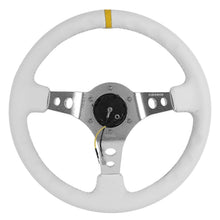 Load image into Gallery viewer, Universal 350MM Deep Dish Steering Wheel White Leather Silver Center