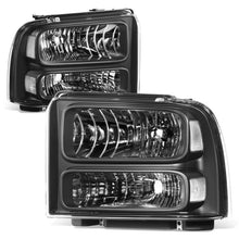 Load image into Gallery viewer, 99-04 Ford Super Duty One Piece Headlights Black Housing Clear Lens