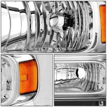 Load image into Gallery viewer, 99-04 Ford Super Duty One Piece Headlight Chrome Housing Amber Reflector