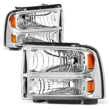 Load image into Gallery viewer, 99-04 Ford Super Duty One Piece Headlight Chrome Housing Amber Reflector