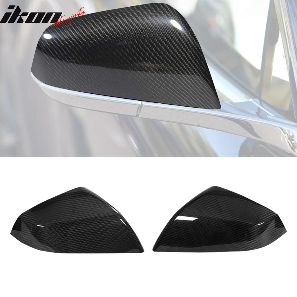 2021-2025 Tesla Model S OE Gloss Black Mirror Covers Dry Carbon Fiber