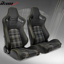 Load image into Gallery viewer, Universal Plaid Racing Seat Dual with Sliders PU Carbon Leather
