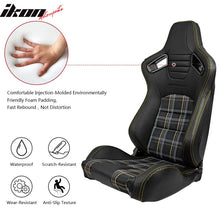 Load image into Gallery viewer, Universal Plaid Racing Seat Dual with Sliders PU Carbon Leather