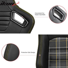 Load image into Gallery viewer, Universal Plaid Racing Seat Dual with Sliders PU Carbon Leather