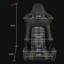 Load image into Gallery viewer, Universal Plaid Racing Seat Dual with Sliders PU Carbon Leather