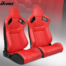 Load image into Gallery viewer, Universal X2 Reclinable Honeycomb Racing Seat + Dual Slider PU Leather