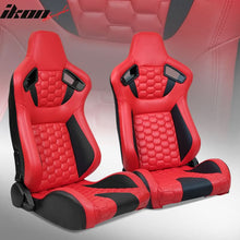 Load image into Gallery viewer, Universal X2 Reclinable Honeycomb Racing Seat + Dual Slider PU Leather