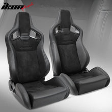 Load image into Gallery viewer, Universal 2x Reclinable Racing Seats Dual Slider Suede PU Carbon Leath