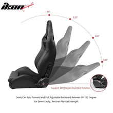 Load image into Gallery viewer, Universal 2x Reclinable Racing Seats Dual Slider Suede PU Carbon Leath