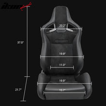 Load image into Gallery viewer, Universal 2x Reclinable Racing Seats Dual Slider Suede PU Carbon Leath