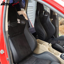 Load image into Gallery viewer, Universal 2x Reclinable Racing Seats Dual Slider Suede PU Carbon Leath