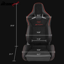 Load image into Gallery viewer, Universal 2x Reclinable Racing Seats Dual Slider Suede PU Carbon Leath