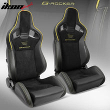 Load image into Gallery viewer, Universal 2x Reclinable Racing Seats Dual Slider Suede PU Carbon Leath