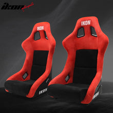 Load image into Gallery viewer, Universal Racing Bucket Seats Slider Suede Left+ Right Black Red