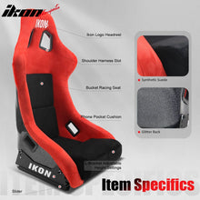 Load image into Gallery viewer, Universal Adjustable Bucket Racing Seats W/4 Point 2" Belt Harness Red