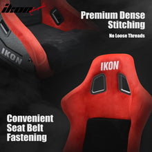 Load image into Gallery viewer, Universal Racing Bucket Seats Slider Suede Left+ Right Black Red