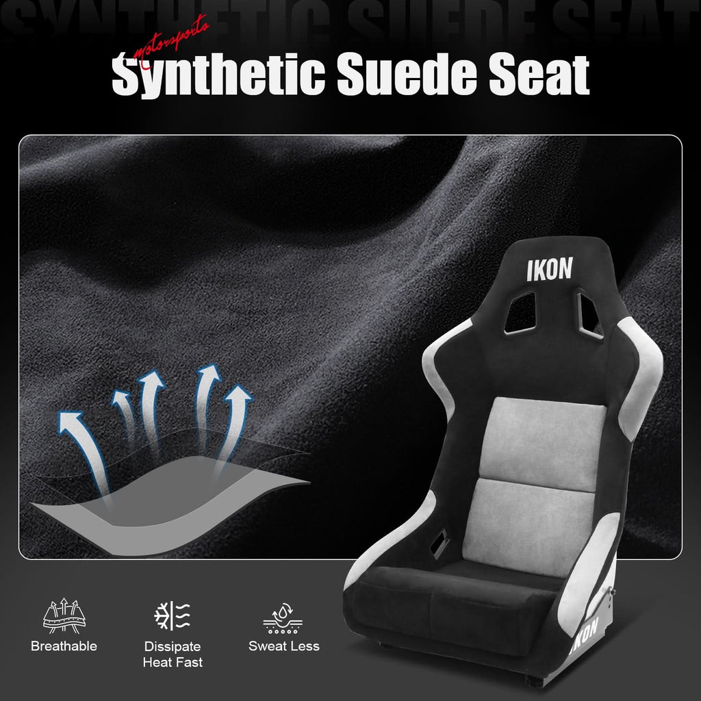 Universal Racing Bucket Seats W/ Slider 4 Point 2" Belt Harness Black