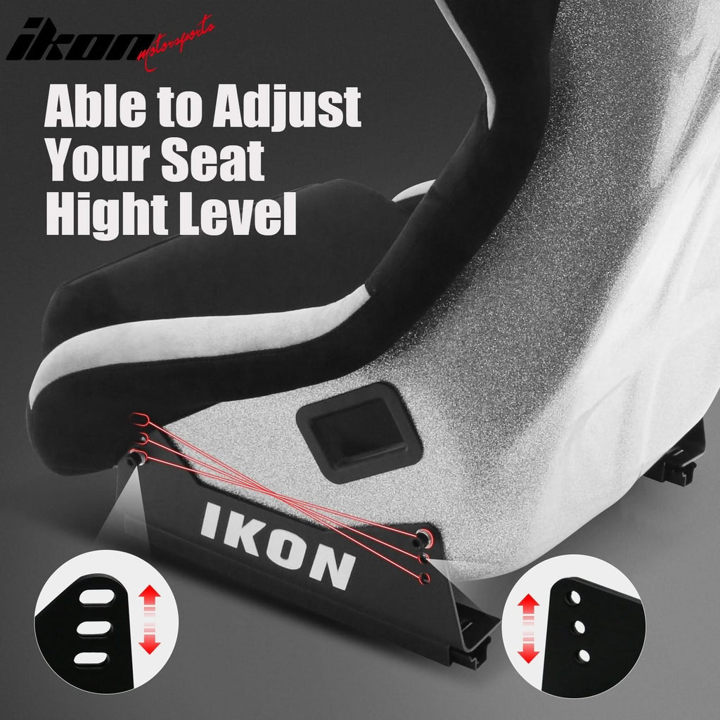 Universal Racing Bucket Seats W/ Slider 4 Point 2" Belt Harness Black
