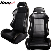 Load image into Gallery viewer, One Pair of Racing Seats JDM Black PVC Leather w/ Yellow Stitch