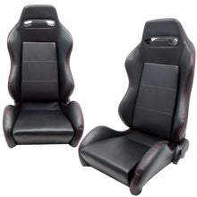 Load image into Gallery viewer, Universal Recardo Style Black Red Stitch Racing Seats PVC