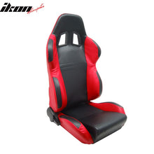 Load image into Gallery viewer, Universal Black Red PVC Leather Racing Bucket Seats Reclinable Slider
