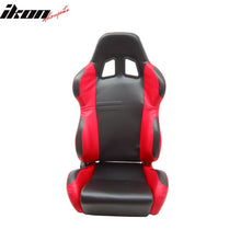 Load image into Gallery viewer, Universal Black Red PVC Leather Racing Bucket Seats Reclinable Slider