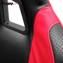 Load image into Gallery viewer, Universal Black Red PVC Leather Racing Bucket Seats Reclinable Slider