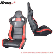 Load image into Gallery viewer, Universal JDM Sport Black Red Racing Seats Carbon Fiber Print