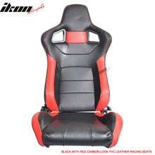 Load image into Gallery viewer, Universal JDM Sport Black Red Racing Seats Carbon Fiber Print