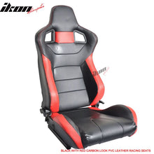 Load image into Gallery viewer, Universal JDM Sport Black Red Racing Seats Carbon Fiber Print