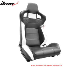 Load image into Gallery viewer, Universal Sport Black White Racing Seats PVC Leather