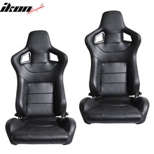 Load image into Gallery viewer, Universal JDM Sport Black Racing Seats PVC Leather