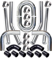 Load image into Gallery viewer, Universal 2.5" Aluminium Turbo Intercooler Piping Kit with Silicone Couplers, U-Pipe &amp; Stainless Steel T-Bolt Clamps