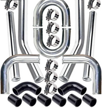 Load image into Gallery viewer, Universal 2.5" Aluminium Turbo Intercooler Piping Kit with Silicone Couplers, U-Pipe &amp; Stainless Steel T-Bolt Clamps