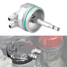 Load image into Gallery viewer, BMW M52 M54 Oil Filter Cap Adapter for External Oil Cooler (AN10 Ports)
