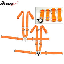 Load image into Gallery viewer, Pair Of Orange 4 Point Nylon Harness Camlock Racing Seat Belts