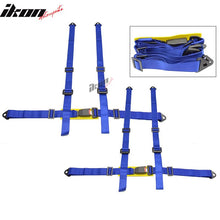 Load image into Gallery viewer, Pair Of Blue 4 Point Racing Seat Belts Shoulder Strap Harness