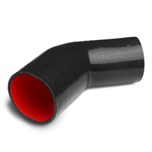 Load image into Gallery viewer, 3.00" to 3.50" 90 Degree Reducer Silicone Hose - 3-PLY Black/Red