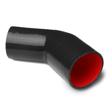 Load image into Gallery viewer, 3.00" to 3.50" 90 Degree Reducer Silicone Hose - 3-PLY Black/Red