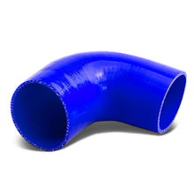 Load image into Gallery viewer, 3.00" to 4.00" 90 Degree Silicone Reducer Hose - 3-Ply Blue