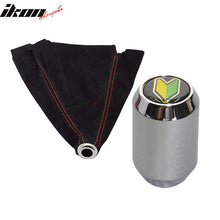 Load image into Gallery viewer, JDM style Red Stitch Shift Black Suede Boot Cover Chrome MT Shift Knob