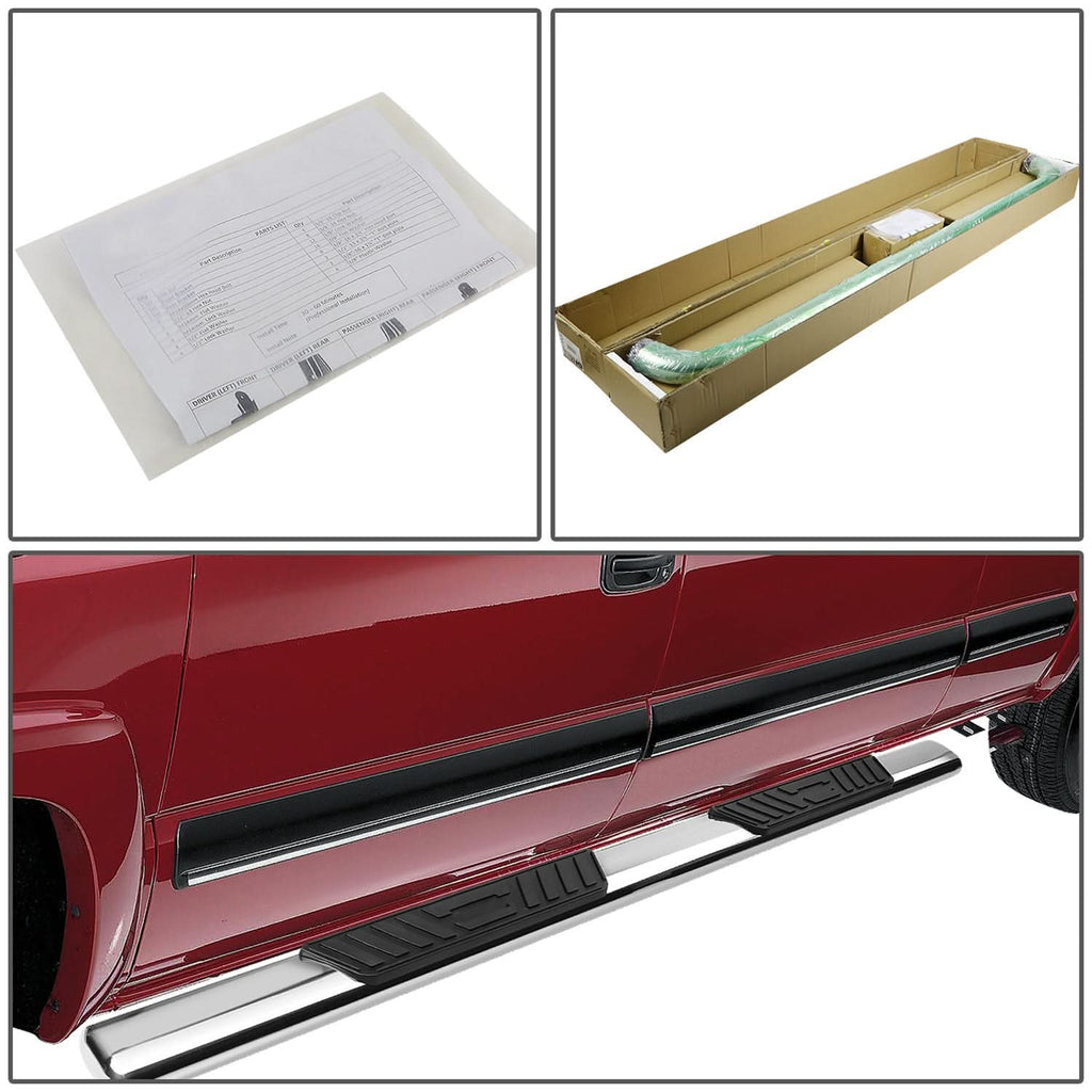 2001-2003 Ford F-150 SuperCrew 5" Oval Straight Nerf Bars - Silver
