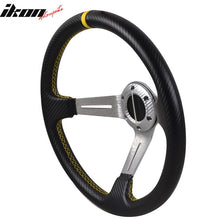 Load image into Gallery viewer, Universal 350MM Steering Wheel 6 Hole Silver Spoke Yellow Black Emblem