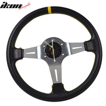 Load image into Gallery viewer, Universal 350MM Steering Wheel 6 Hole Silver Spoke Yellow Black Emblem