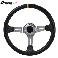 Load image into Gallery viewer, Universal 350MM Steering Wheel 6 Hole Silver Spoke Yellow Black Emblem