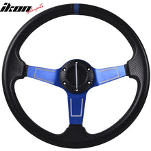 Load image into Gallery viewer, Universal 350MM Blue Black Steering Wheel 6 Hole With Logo PVC Leather