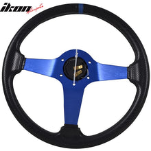 Load image into Gallery viewer, Universal 350MM Blue Black Steering Wheel 6 Hole With Logo PVC Leather