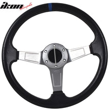 Load image into Gallery viewer, 350MM 6 Hole Steering Wheel Deep Dish Spoke Blue Ring &amp; Emblem PVC