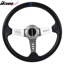 Load image into Gallery viewer, 350MM 6 Hole Steering Wheel Deep Dish Silver Spoke Horn &amp; Emblem PVC