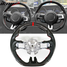 Load image into Gallery viewer, 2018-2023 Ford Mustang V1 Steering Wheel w/ Red Stitching Carbon Fiber